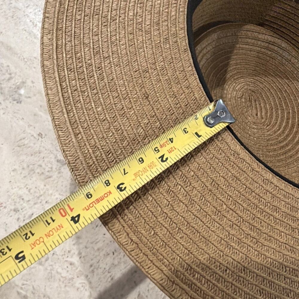 Patina Handcrafted Straw Sun Hat Pork Pie Gambler Wide Brim UPF 50+ Tan Large - Picture 6 of 10